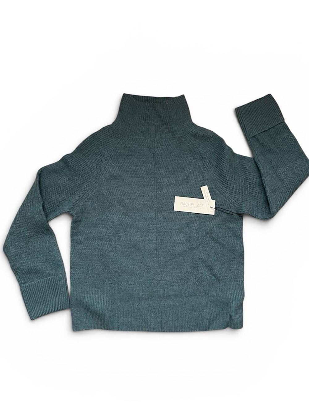 Extrafine Merino Wool Teal Turtleneck Sweater by Rachel Zoe size Large NWT - Picture 2 of 9